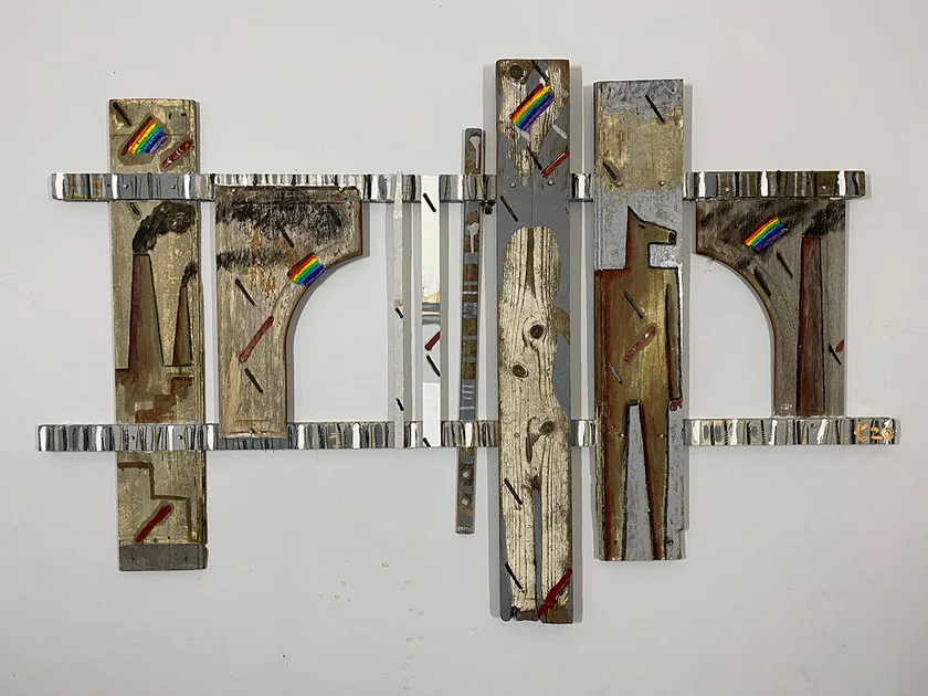 Looking for Rainbows by Mark Painter — Mixed Paint on Reclaimed Wood (2005-11)
