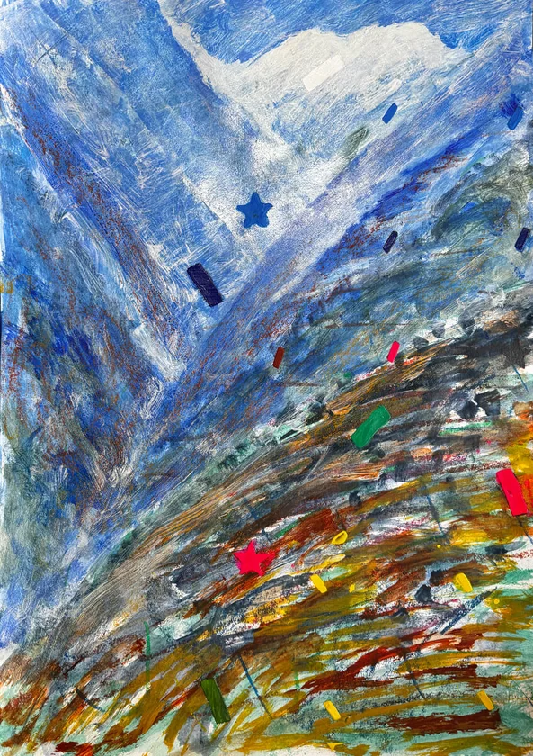 Trek To ABC 3 by Mark Painter — Acrylic on Paper (2025)