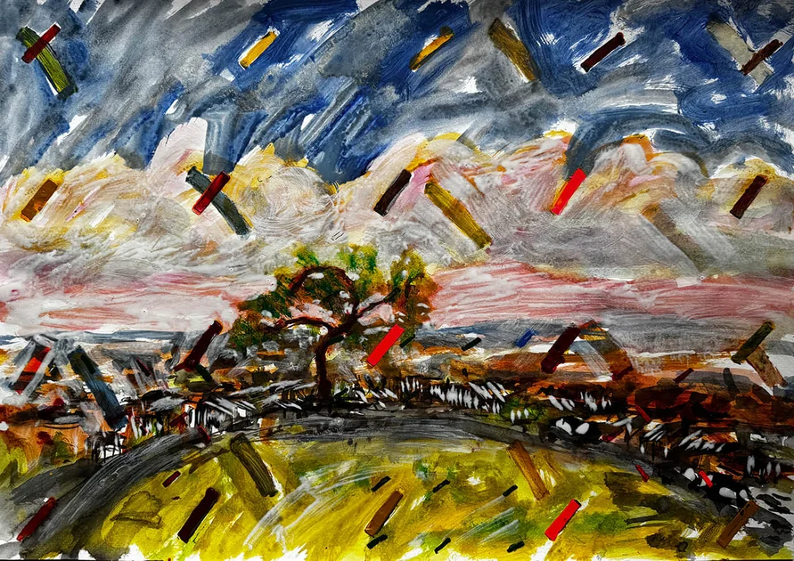 Taxi Ride by Mark Painter — Acrylic on Paper (2025)