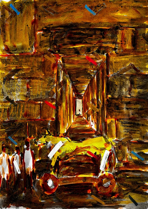 Golden Cow by Mark Painter — Acrylic on Paper (2025)