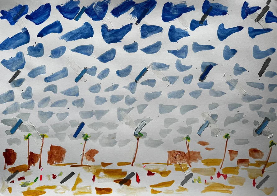 A Day at the Beach by Mark Painter — Acrylic on Paper (2025)