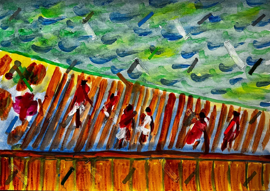 Shuttle Boat by Mark Painter — Acrylic on Paper (2025)
