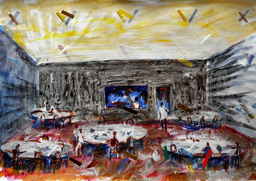 Tea Room by Mark Painter — Acrylic on Paper (2025)
