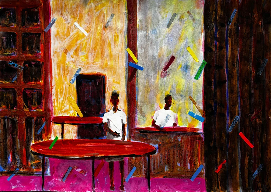 Left Handed Waiter by Mark Painter — Acrylic on Paper (2025)
