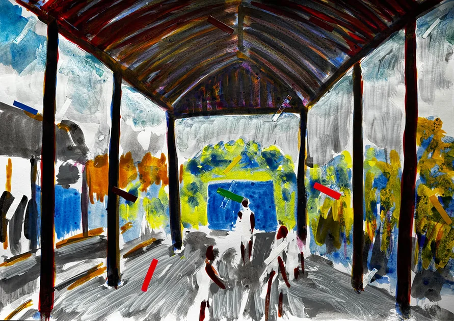 Another Train by Mark Painter — Acrylic on Paper (2025)
