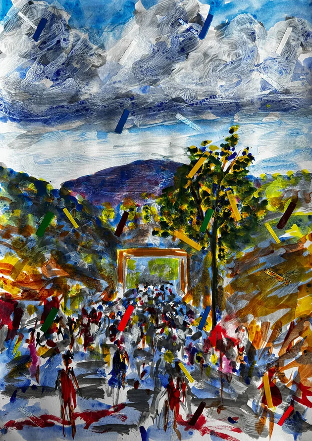 Bus Station by Mark Painter — Acrylic on Paper (2025)